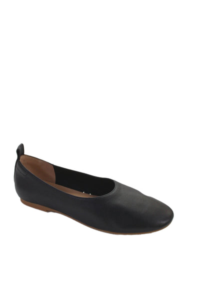 Quince Womens Leather Slide On Glove Ballet Flats Black Size 8.5