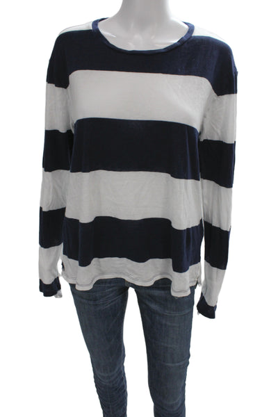 Polo Ralph Lauren Women Striped Navy Crewneck Long Sleeve T-Shirt Size XL