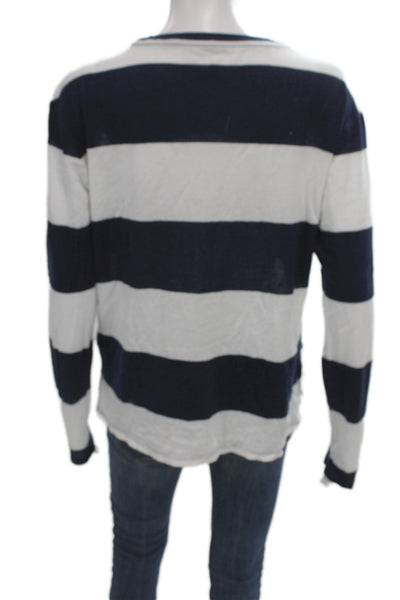 Polo Ralph Lauren Women Striped Navy Crewneck Long Sleeve T-Shirt Size XL