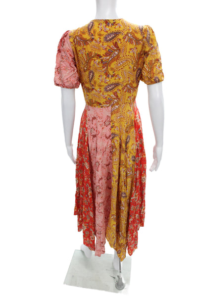 Zara Woman Womens Fit & Flare Shirt Dress Red Floral Paisley Cotton Size S