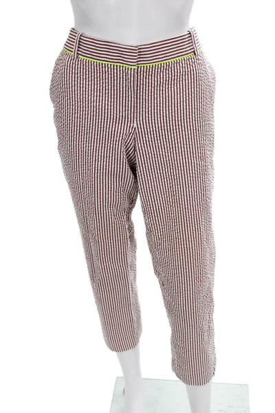 J Crew Womens Capri Cropped Striped Cotton Pants Red Size 8