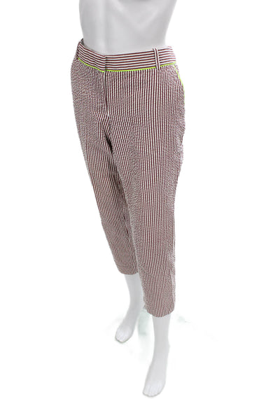 J Crew Womens Capri Cropped Striped Cotton Pants Red Size 8