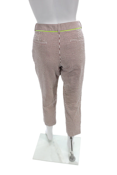 J Crew Womens Capri Cropped Striped Cotton Pants Red Size 8