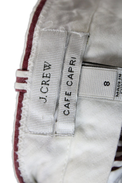 J Crew Womens Capri Cropped Striped Cotton Pants Red Size 8