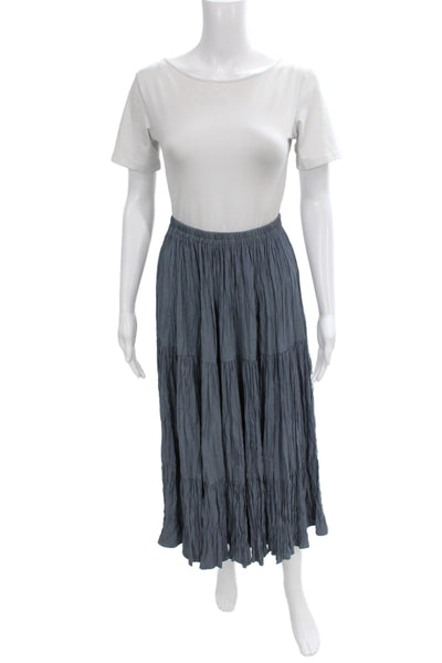 Double D Ranch Womens Dark Blue Rayon Maxi Peasant Skirt Size S