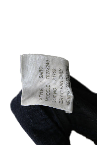 Theory Unisex Bermuda Shorts Dark Blue Linen Blend Button Size 4
