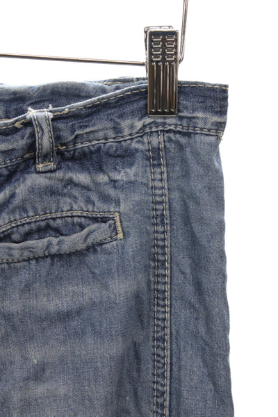 Free People Women Flared Wide Leg Jeans Blue Denim Low Rise Button Size 25