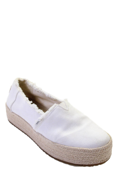TOMS WOmens Platform Espadrille Slide On Shoes White Size 9