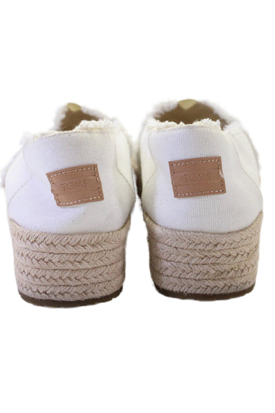 TOMS WOmens Platform Espadrille Slide On Shoes White Size 9
