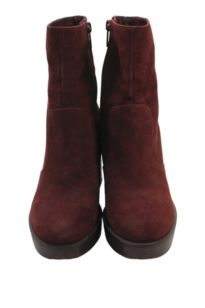 Vince Camuto Womens Suede Zip Up Kentsa Ankle Boots Red Size 7 Medium