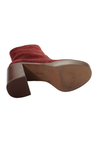 Vince Camuto Womens Suede Zip Up Kentsa Ankle Boots Red Size 7 Medium