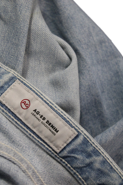 AG-ED Denim Women Cropped Mom High Rise Light Blue 100% Cotton Jeans Size 28