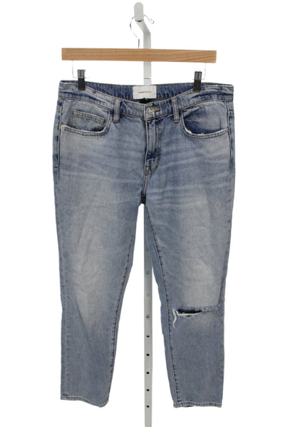Current/Elliott Unisex Cropped Straight Jeans Light Blue Size 28