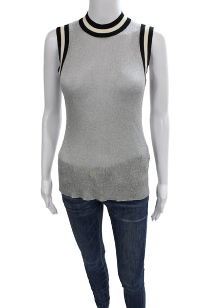 Rag & Bone Womens Ringer Tank Gray Sleeveless Crew Neck Size M