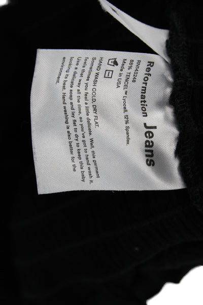 Reformation Womens Cropped Sleeveless Square Neck Black Tank 88% TENCEL Size M
