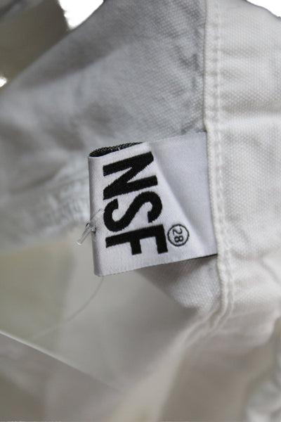 NSF Unisex Cropped Cargo Pants White Cotton Button Size 28