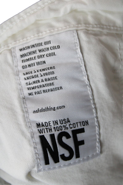 NSF Unisex Cropped Cargo Pants White Cotton Button Size 28