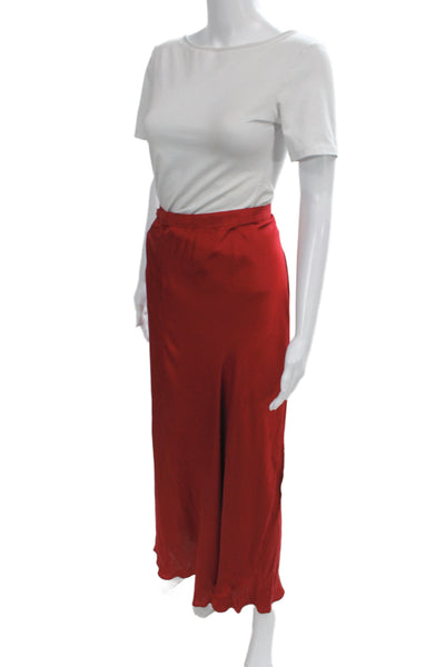Nation LTD Women Maxi Wrap Skirt Red 100% Cotton Long Solid Size M