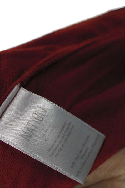 Nation LTD Women Maxi Wrap Skirt Red 100% Cotton Long Solid Size M