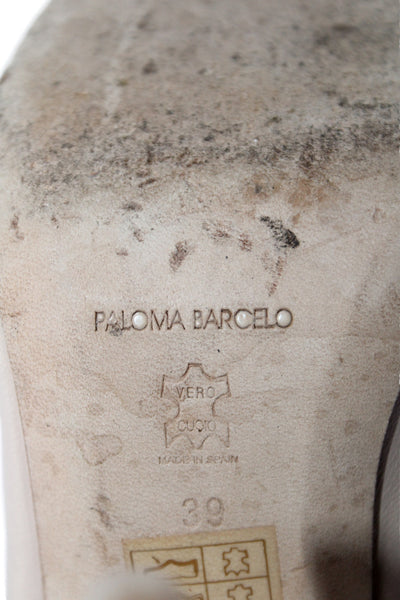 Paloma Womens Leather Open Toe Slide On Mules Beige Size 39 9