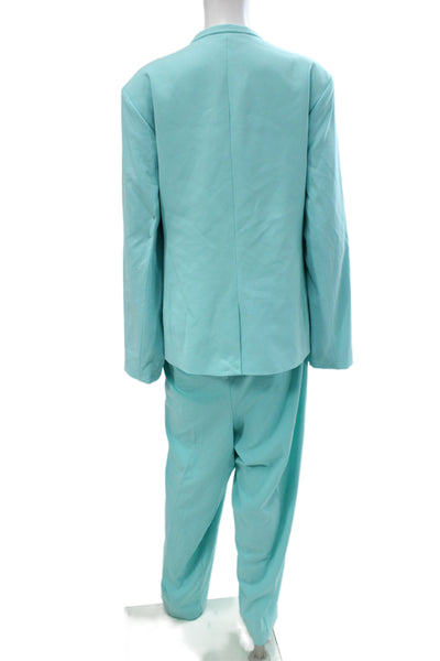 Tahari Unisex 2 Piece Suit Jacket Pants Light Blue Long Sleeve Size 20W