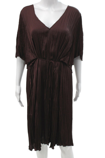 Vince Womens Kaftan Dress Brown V Neck Knee Length Size XL