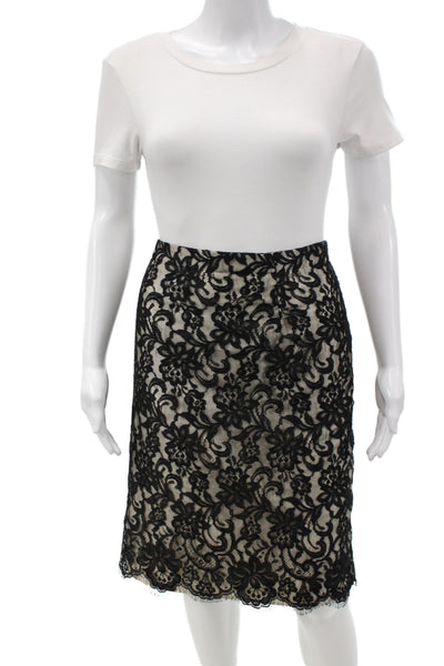 Lafayette 148 New York Womens Straight Pencil Skirt Beige Floral Nylon Size 20