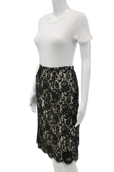 Lafayette 148 New York Womens Straight Pencil Skirt Beige Floral Nylon Size 20