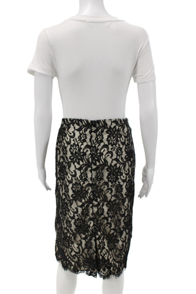 Lafayette 148 New York Womens Straight Pencil Skirt Beige Floral Nylon Size 20