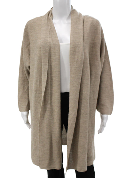Peruvian Connection Unisex Cardigan Beige Wool Cashmere Classic Sweater Size XL