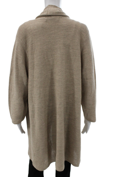 Peruvian Connection Unisex Cardigan Beige Wool Cashmere Classic Sweater Size XL