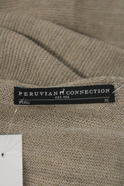 Peruvian Connection Unisex Cardigan Beige Wool Cashmere Classic Sweater Size XL