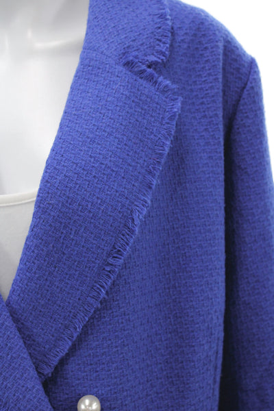 Estelle Womens Blue Collared Solid Long Sleeve Blazer Size 2X