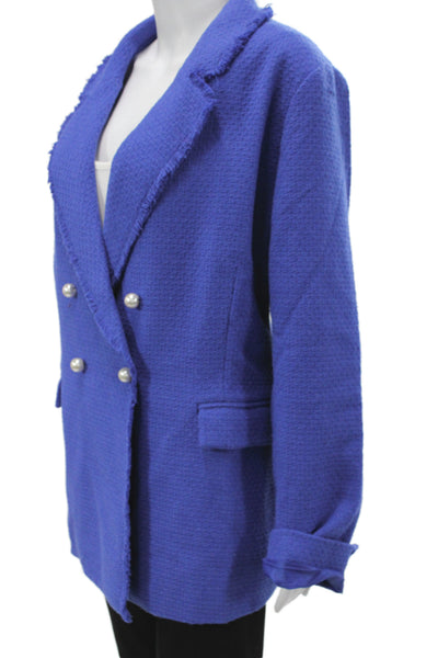 Estelle Womens Blue Collared Solid Long Sleeve Blazer Size 2X
