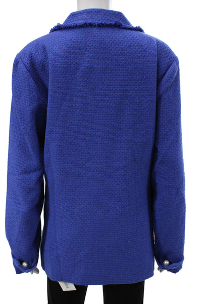 Estelle Womens Blue Collared Solid Long Sleeve Blazer Size 2X