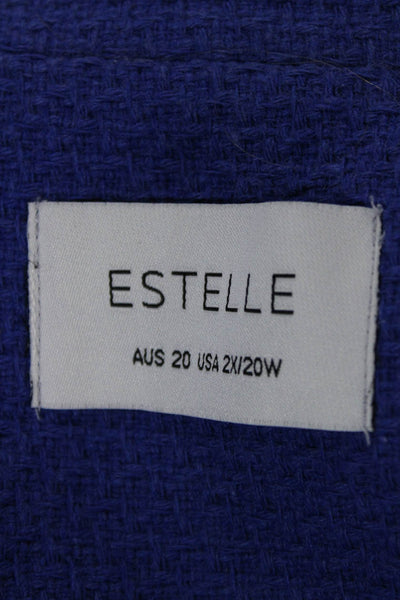 Estelle Womens Blue Collared Solid Long Sleeve Blazer Size 2X
