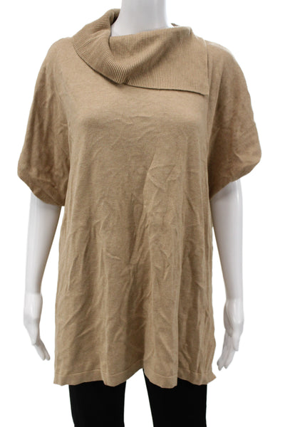 Vince Camuto Unisex Beige Mock Neck Short Sleeve Pullover Cotton Size XL