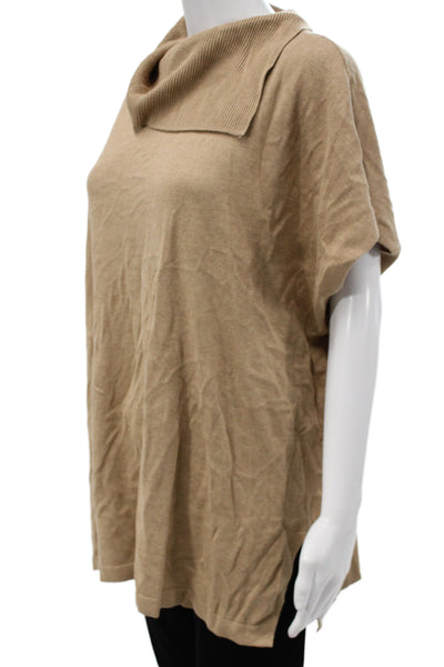 Vince Camuto Unisex Beige Mock Neck Short Sleeve Pullover Cotton Size XL