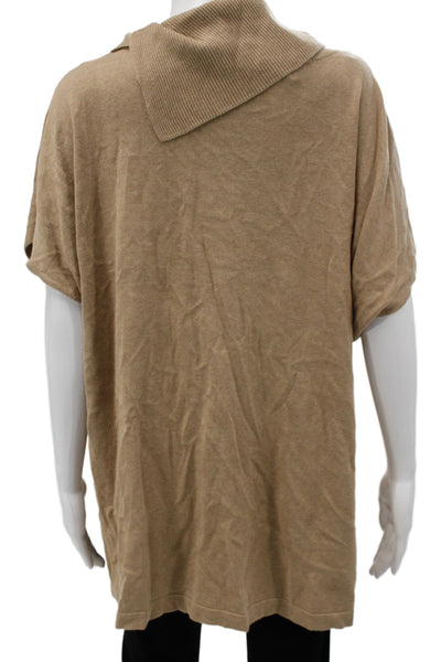 Vince Camuto Unisex Beige Mock Neck Short Sleeve Pullover Cotton Size XL