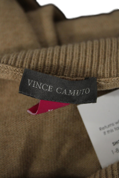 Vince Camuto Unisex Beige Mock Neck Short Sleeve Pullover Cotton Size XL
