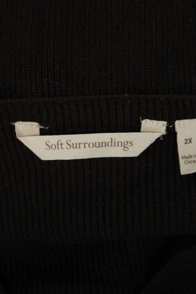 Soft Surroundings Unisex Pullover Sweater V Neck Brown Long Sleeve Size 2X