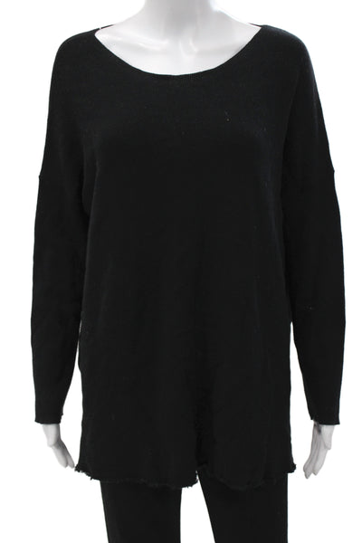 Henry Christ Unisex Black Cotton Pullover Sweater Round Neck Long Sleeve Size L