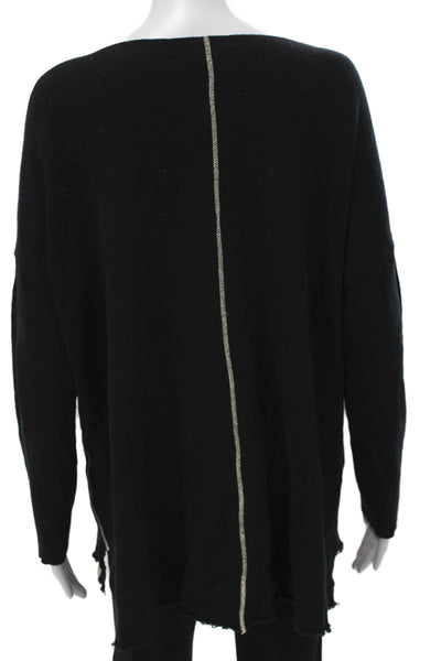 Henry Christ Unisex Black Cotton Pullover Sweater Round Neck Long Sleeve Size L