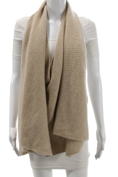 Minnie Rose Womens Cashmere Open Knit Shawl Scarf Brown 74"x22"