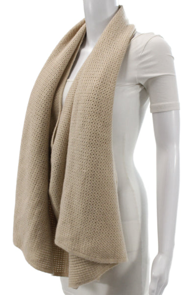 Minnie Rose Womens Cashmere Open Knit Shawl Scarf Brown 74"x22"