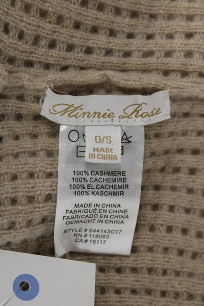 Minnie Rose Womens Cashmere Open Knit Shawl Scarf Brown 74"x22"