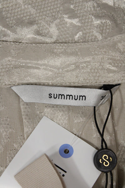 Summum Women Beige Floral Tie Round Neck 3/4 Sleeve Jacket Size 38