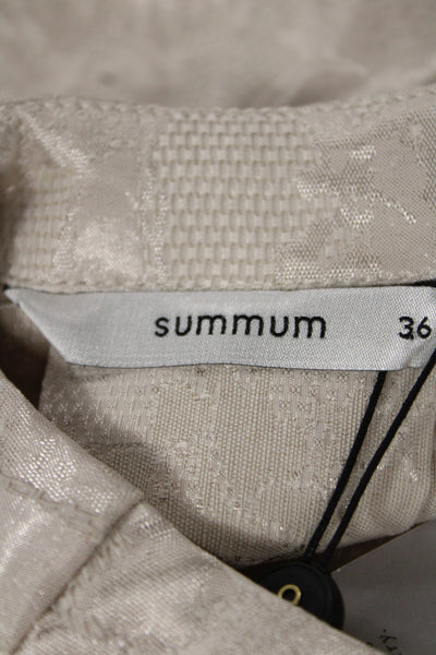 Summum Women Floral Beige Round Neck 3/4 Sleeve Jacket Size 36