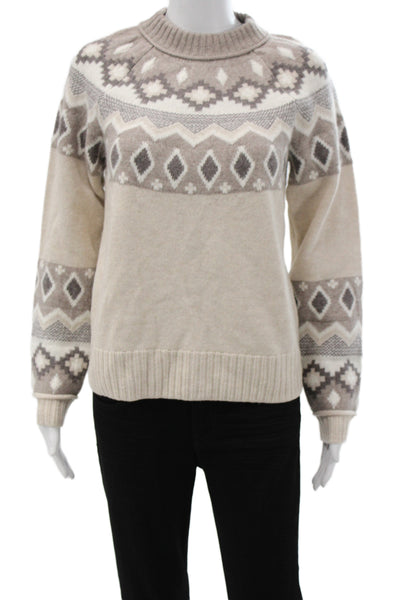 Alashan Cashmere Unisex Beige Fair Isle Pullover Merino Angora Size XS