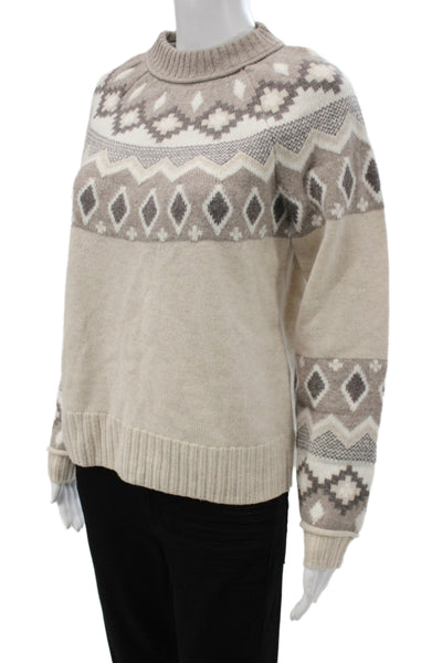 Alashan Cashmere Unisex Beige Fair Isle Pullover Merino Angora Size XS
